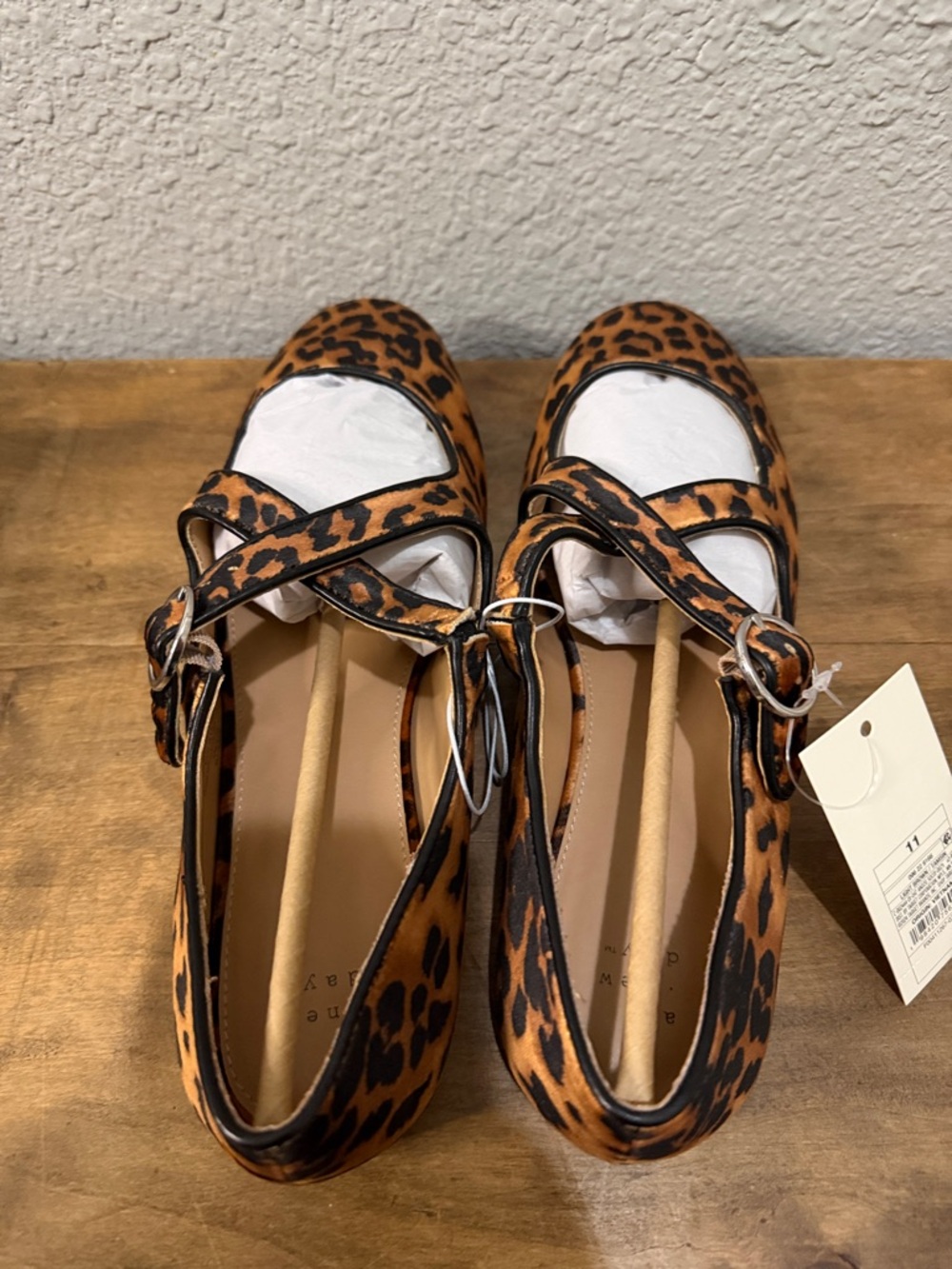 a new day Leopard Print Mary Jane Flats - Tan and Black size 11 NEW WITH TAGS - Picture 4 of 7